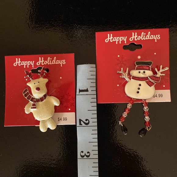 Christmas Reindeer & Snowman Pin  NWT - Picture 4 of 8